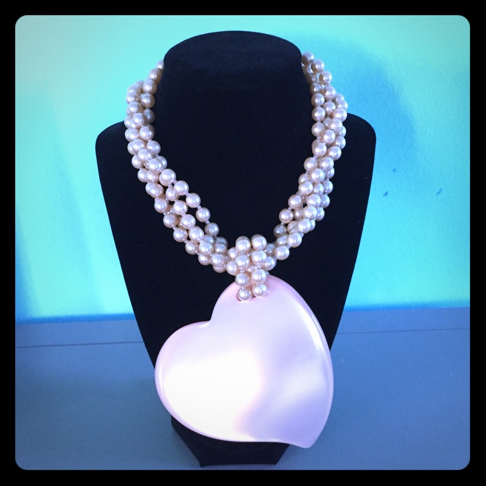 Giorgio Armani Pink Heart Pearl Necklace